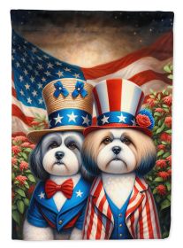 All American Lhasa Apso Garden Flag Mailbox Flag Decorative Yard Flag Banner Outside Patio Artwork Yard Flower Beds, Garden Size, Multicolor (Default: Default)