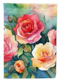Oklahoma Roses in Watercolor Garden Flag Mailbox Flag Decorative Yard Flag Banner Outside Patio Artwork Yard Flower Beds, Garden Size, Multicolor (Default: Default)