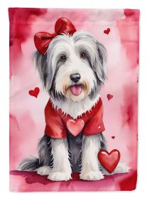 Bearded Collie My Valentine Garden Flag Mailbox Flag Decorative Yard Flag Banner Outside Patio Artwork Yard Flower Beds, Garden Size, Multicolor (Default: Default)