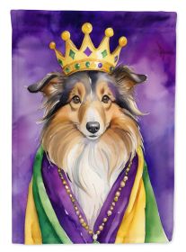 Sheltie King of Mardi Gras Garden Flag Mailbox Flag Decorative Yard Flag Banner Outside Patio Artwork Yard Flower Beds, Garden Size, Multicolor (Default: Default)
