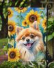 Pomeranian in Sunflowers Garden Flag Mailbox Flag Decorative Yard Flag Banner Outside Patio Artwork Yard Flower Beds, Garden Size, Multicolor