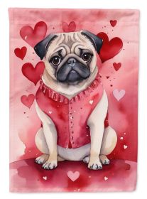 Pug My Valentine Garden Flag Mailbox Flag Decorative Yard Flag Banner Outside Patio Artwork Yard Flower Beds, Garden Size, Multicolor (Default: Default)
