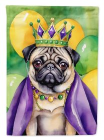 Pug King of Mardi Gras Garden Flag Mailbox Flag Decorative Yard Flag Banner Outside Patio Artwork Yard Flower Beds, Garden Size, Multicolor (Default: Default)