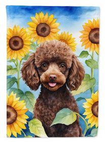 Chocolate Poodle in Sunflowers Garden Flag Mailbox Flag Decorative Yard Flag Banner Outside Patio Artwork Yard Flower Beds, Garden Size, Multicolor (Default: Default)