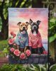 Staffordshire Bull Terrier Two Hearts Garden Flag Mailbox Flag Decorative Yard Flag Banner Outside Patio Artwork Yard Flower Beds, Garden Size