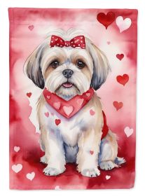 Lhasa Apso My Valentine Garden Flag Mailbox Flag Decorative Yard Flag Banner Outside Patio Artwork Yard Flower Beds, Garden Size, Multicolor (Default: Default)