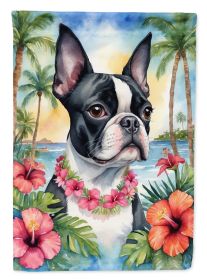 Boston Terrier Luau Garden Flag Mailbox Flag Decorative Yard Flag Banner Outside Patio Artwork Yard Flower Beds, Garden Size, Multicolor (Default: Default)