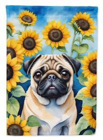 Pug in Sunflowers Garden Flag Mailbox Flag Decorative Yard Flag Banner Outside Patio Artwork Yard Flower Beds, Garden Size, Multicolor (Default: Default)
