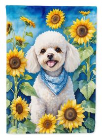 White Poodle in Sunflowers Garden Flag Mailbox Flag Decorative Yard Flag Banner Outside Patio Artwork Yard Flower Beds, Garden Size, Multicolor (Default: Default)