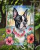 Boston Terrier Luau Garden Flag Mailbox Flag Decorative Yard Flag Banner Outside Patio Artwork Yard Flower Beds, Garden Size, Multicolor