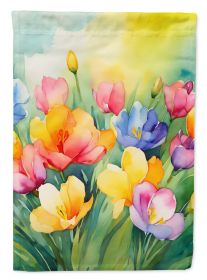 Freesias in Watercolor Garden Flag Mailbox Flag Decorative Yard Flag Banner Outside Patio Artwork Yard Flower Beds, Garden Size, Multicolor (Default: Default)