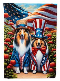 All American Sheltie House Flag Large Porch Sleeve Pole Decorative Outside Yard Banner Artwork Wall Hanging, Polyester, House Size, Multicolor (Default: Default)