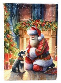 Schnauzer and Santa Claus House Flag Large Porch Sleeve Pole Decorative Outside Yard Banner Artwork Wall Hanging, Polyester, House Size, Multicolor (Default: Default)