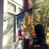 Boxer and Santa Claus House Flag Large Porch Sleeve Pole Decorative Outside Yard Banner Artwork Wall Hanging, Polyester, House Size, Multicolor