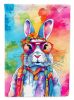 Hippie Animal Rabbit House Flag Large Porch Sleeve Pole Decorative Outside Yard Banner Artwork Wall Hanging, Polyester, House Size, Multicolor