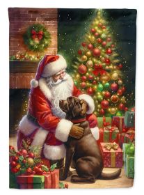 Labrador Retriever and Santa Claus House Flag Large Porch Sleeve Pole Decorative Outside Yard Banner Artwork Wall Hanging, Polyester, House Size (Default: Default)