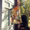 Barn Owl House Flag Large Porch Sleeve Pole Decorative Outside Yard Banner Artwork Wall Hanging, Polyester, House Size, Multicolor