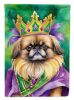 Pekingese King of Mardi Gras House Flag Large Porch Sleeve Pole Decorative Outside Yard Banner Artwork Wall Hanging, Polyester, House Size, Multicolor