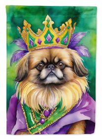Pekingese King of Mardi Gras House Flag Large Porch Sleeve Pole Decorative Outside Yard Banner Artwork Wall Hanging, Polyester, House Size, Multicolor (Default: Default)