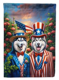 All American Siberian Husky House Flag Large Porch Sleeve Pole Decorative Outside Yard Banner Artwork Wall Hanging, Polyester, House Size, Multicolor (Default: Default)