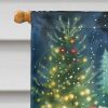 Keeshond and Santa Claus House Flag Large Porch Sleeve Pole Decorative Outside Yard Banner Artwork Wall Hanging, Polyester, House Size, Multicolor