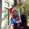 Hippie Animal Grizzly Bear House Flag Large Porch Sleeve Pole Decorative Outside Yard Banner Artwork Wall Hanging, Polyester, House Size, Multicolor