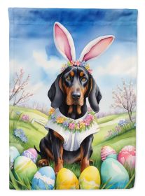 Black and Tan Coonhound Easter Egg Hunt House Flag Large Porch Sleeve Pole Decorative Outside Yard Banner Artwork Wall Hanging, Polyester, House Size (Default: Default)