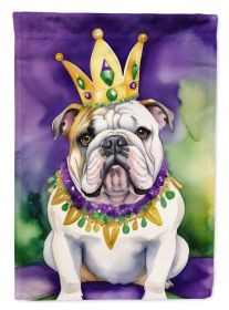 English Bulldog King of Mardi Gras House Flag Large Porch Sleeve Pole Decorative Outside Yard Banner Artwork Wall Hanging, Polyester, House Size (Default: Default)
