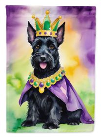 Scottish Terrier King of Mardi Gras House Flag Large Porch Sleeve Pole Decorative Outside Yard Banner Artwork Wall Hanging, Polyester, House Size (Default: Default)