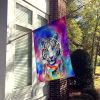 Hippie Animal White Tiger House Flag Large Porch Sleeve Pole Decorative Outside Yard Banner Artwork Wall Hanging, Polyester, House Size, Multicolor