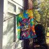 Hippie Animal Owl House Flag Large Porch Sleeve Pole Decorative Outside Yard Banner Artwork Wall Hanging, Polyester, House Size, Multicolor