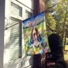 Basset Hound Easter Egg Hunt House Flag Large Porch Sleeve Pole Decorative Outside Yard Banner Artwork Wall Hanging, Polyester, House Size, Multicolor