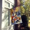 Chihuahua and Santa Claus House Flag Large Porch Sleeve Pole Decorative Outside Yard Banner Artwork Wall Hanging, Polyester, House Size, Multicolor