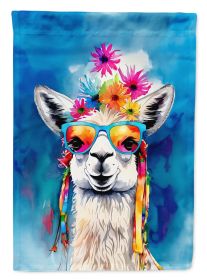Hippie Animal Llama House Flag Large Porch Sleeve Pole Decorative Outside Yard Banner Artwork Wall Hanging, Polyester, House Size, Multicolor (Default: Default)