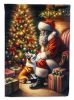 Corgi and Santa Claus House Flag Large Porch Sleeve Pole Decorative Outside Yard Banner Artwork Wall Hanging, Polyester, House Size, Multicolor
