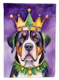 Greater Swiss Mountain Dog King of Mardi Gras House Flag Large Porch Sleeve Pole Decorative Outside Yard Banner Artwork Wall Hanging, Polyester (Default: Default)