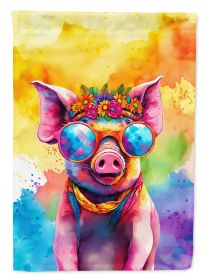 Hippie Animal Pig House Flag Large Porch Sleeve Pole Decorative Outside Yard Banner Artwork Wall Hanging, Polyester, House Size, Multicolor (Default: Default)