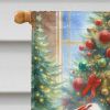 Great Pyrenees and Santa Claus House Flag Large Porch Sleeve Pole Decorative Outside Yard Banner Artwork Wall Hanging, Polyester, House Size