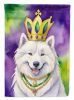 Samoyed King of Mardi Gras House Flag Large Porch Sleeve Pole Decorative Outside Yard Banner Artwork Wall Hanging, Polyester, House Size, Multicolor