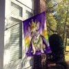 French Bulldog King of Mardi Gras House Flag Large Porch Sleeve Pole Decorative Outside Yard Banner Artwork Wall Hanging, Polyester, House Size