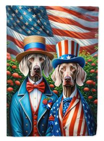 All American Weimaraner House Flag Large Porch Sleeve Pole Decorative Outside Yard Banner Artwork Wall Hanging, Polyester, House Size, Multicolor (Default: Default)