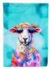 Hippie Animal Sheep House Flag Large Porch Sleeve Pole Decorative Outside Yard Banner Artwork Wall Hanging, Polyester, House Size, Multicolor