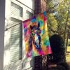 Hippie Animal Horse House Flag Large Porch Sleeve Pole Decorative Outside Yard Banner Artwork Wall Hanging, Polyester, House Size, Multicolor