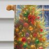 Irish Setter and Santa Claus House Flag Large Porch Sleeve Pole Decorative Outside Yard Banner Artwork Wall Hanging, Polyester, House Size, Multicolor