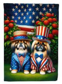 All American Pekingese House Flag Large Porch Sleeve Pole Decorative Outside Yard Banner Artwork Wall Hanging, Polyester, House Size, Multicolor (Default: Default)