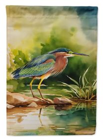 Green Heron House Flag Large Porch Sleeve Pole Decorative Outside Yard Banner Artwork Wall Hanging, Polyester, House Size, Multicolor (Default: Default)