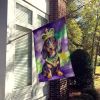 Dachshund King of Mardi Gras House Flag Large Porch Sleeve Pole Decorative Outside Yard Banner Artwork Wall Hanging, Polyester, House Size, Multicolor