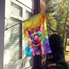Hippie Animal Pig House Flag Large Porch Sleeve Pole Decorative Outside Yard Banner Artwork Wall Hanging, Polyester, House Size, Multicolor