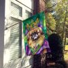 Pekingese King of Mardi Gras House Flag Large Porch Sleeve Pole Decorative Outside Yard Banner Artwork Wall Hanging, Polyester, House Size, Multicolor