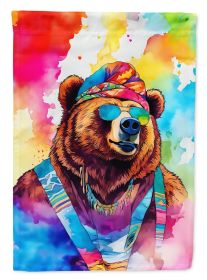 Hippie Animal Grizzly Bear House Flag Large Porch Sleeve Pole Decorative Outside Yard Banner Artwork Wall Hanging, Polyester, House Size, Multicolor (Default: Default)